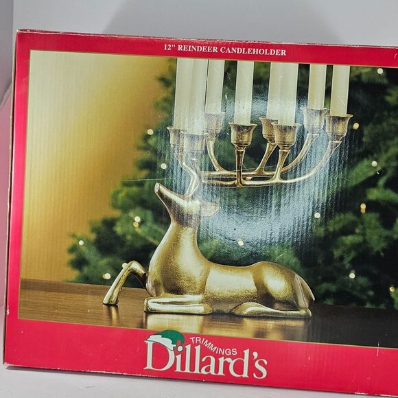 Gold Reindeer Candleholder 12" Dillards Trimmings Metal Candelabra - Picture 3 of 11